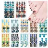 Toe Nail Sticker Adhesive Toenail Art Polish Tips French Glitter Sequins Nail Wraps Strips Easy To Wear Manicure For Women