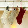 3 couleurs chaussettes de Noël tricotées ornements muraux sac de rangement de bonbons moderne