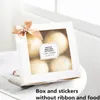 Stobag-White Paper Box Diy Handmased Cake Candy Packaging Cookies Wedding Delicious Baking Birthday Gfit Supplies Klistermärken 10st