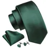 Neck Ties Dark green silk solid mens tie pocket square cufflink set elegant weaving high-quality set neckline wedding party Barry. Wang!C240410