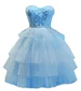 Korta hemkommande klänningar Tiered Applices Beading Lace-Up Tulle Ball Gown Cocktail Formal Eccque Eccque Cocktail Prom Party Graudation Gowns HC17