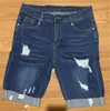 Men's Jeans Men Ripped Short Bermuda Cotton Shorts Breathable Blue Denim Male Destroyed Skinny Hole For 2024