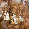 2 stks gelukkige paasdecor voor huis diy bunny paaseieren konijn kuiken houten ornamenten paasfeest paascadeaus voor kinderen