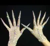 Fingerless Gloves Luxurious AB Rhinestones Pearls Plus Length Nails Gloves Women Fashion Drag Queen Outfit Nightclub Stage Perform3772290