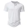 Henley Collar Summer Men Casual Colomb Couleur à manches courtes T-shirt pour Polo Men High QualityMens Shirts 240410