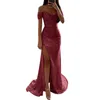 Robes sexy urbaines pour femmes robe de bal de fête paillement maxi robe manche courte pur couleurs purns d'automne hiver de vestidos épaule 2024 24410