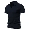 Men's T Shirts Summer Casual Solid Color Short Sleeve Turn-down Collar Shirt Men Polo High Quality Cotton American Vintage Fitness 5XL