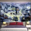 Christmas Oil Painting Tapestry Art Wall Hanging Carriage Beautiful House Tapestry Background Home Decoration