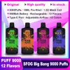 Новый SFOG 9000 Puff Orsosable Vape Big Bang 9K Puff 9000 Vapes E Сигарета 18 мл предварительно заполненной стручкой Vaper 12 вкуса Vape Sote Coil Регулируемая ручка бананового льда.