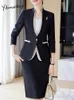 Yitimuceng Slim 2 pezzi Set per donne Office di moda Ladies Long maniche a V Neck Botton Blazers Sump Sump Suit 240319