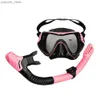Dykmasker 1 uppsättning dykning ansiktsmask kit silikon anti dim dykglasögon andningsrör Uppblåsbar simutrustning Y240410