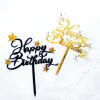 Nuovo Topper di torta di buon compleanno acrilico Gold Gold Star Cake Topper per decorazioni per torte per feste di compleanno per bambini