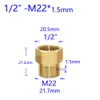 Messing 3/8 "1/2" M14 M18 M22 DRAAD CONNECTOR MAN VROUWELIJK VOOR BUBBLER WATERPURIFIER KOPER FITTERS TOUT STAND STANDSPACING 1,5 mm