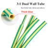 1 m/parti 3: 1 värmekrymmer med limhäftande fodrad dubbel väggrörshylsa Wrap Wire Cable Kit Yellowgreen Dual Wall