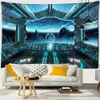 Universe Space Alien Planet SpaceCraft UFO Wall Hanging Tapestry Tyg Vägg Bakgrund Mural Yoga Beach Mat Tapiz Home Decor