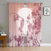 Japanse Sakura Cherry Blossoms TULLE Window Gordijn voor woonkamer Modern pure gordijn voor slaapkamer keuken gordijnen op maat