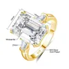 Band Anneaux Certifié 10CT Jade Cut Mosonite Ring Big Diamond Wedding Bijoux Femmes imperméables Cépare