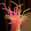 Disposable Cups Straws Drinking 100Pcs Colorful Plastic Curved Flexible For Cocktail Wedding Birthday