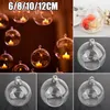 6/8/10/12Cm Clear Glass Round Hanging Candle Tea Light Holder Candlestick Home Globe Shape Glass Candlestick Tea Light Holder