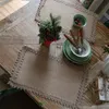 Runner de table de toile de jute naturelle avec dentelle en dentelle vintage de la ferme vintage couloir de table décor boho pour les fêtes de mariage décor quotidien