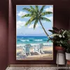 5d DIY Diamond Målning Seaside Beach Cross Stitch Kit Ab Diamond Round Diamond Mosaic Landscape Art Home Decor Ny ankomst