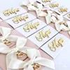 12 pcs personnalisés magnifiques en or / argent acrylique de mariage labelmark étiquette de bébé personnalisée baptême baptême de barre de chocolat décoration cadeau