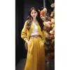 Work Dresses Shpmishal 2024 Winter Fashion Knitted Cardigan Solid Loose Relaxed Half Skirt Professional Two Piece Set Female Clothing
