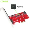 Cards SATA III + NGFF B Slot de chave SSD PCIE CARD SATA 6GBPS 3.0 HDD M.2 B M Chave SSD para PCI Express Card ASM1061