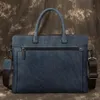 ブリーフケースLuuan Navy Blue Men Business Briefcase MALE REAL REATHER VINTAGE15 6インチラップトップハンドバッグカウショルダーバッグワークトート2989