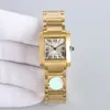 Top Stylish Quartz Watch Women Gold Silver Dial Sapphire Glass Small Size Classic Rectangle Design Wristwatch Ladies Elegant rostfritt stål Band Clock 150y