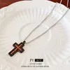 ASYMETRIC ZIRCON CROSS SWEET Cool Style, Light, Sense de conception personnalisée, chaîne de pull, Internet Red New Collier, Femme