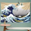 Giappone Kanagawa Wave Printing Totem Totem Wall Hanging Tapestry Bohémien Dicette di yoga Tappetino coperta Decorazione per la casa