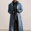 Men Faux Leather Jacket Stijlvolle heren Faux Leather Trench Coat met afslag Kraag Winddicht ontwerp Slim Fit voor lang