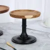 15/20/25 / 30 cm ACACIA Wood Cake Stand Base Wood With Black Stand Dessert Stand Cake Affichage de Mariage d'anniversaire de mariage