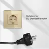 BSEED EU Standardväggsuttag Vit svart gyllene singel Glas kristallpanel Electrical Outlet 16A 110V - 240V Socket