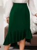 Green Design Sense unregelmäßige Plus -Größe Röcke für Frauen Rüschen Mermaid Midcalf Sommer Einfacher lässiges Abendfeier -Outfit 240328