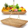 Rieten picknickmanden fruit groentebloem rieten mand 20 x 11,4 x 14 inch geweven tuinmand grote rattan mand paascadeaus mand voor picknicks voor thuis tuinieren