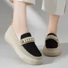 Casual Shoes Women's 2024 Spring/Summer Colored Mesh Breathable Cloth Pearl Buckle Flat Heel Princess Shoe Cover