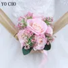 Fleurs de mariage Bridesmaid Bouquet Fleur ivory Silk Rose Babysbreath Fake Mini pour le mariage nuptial