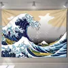 Giappone Kanagawa Wave Printing Totem Totem Wall Hanging Tapestry Bohémien Dicette di yoga Tappetino coperta Decorazione per la casa