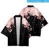 Çiçek baskılı yaz Japon gevşek harajuku kimono hırka kırpılmış pantolon kadın erkek cosplay yukata
