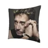 Cover d'oreiller Johnny Hallyday Decor Home French Rock Singer Cusher Throw Oreiller pour le salon Impression double face