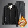 メンズトラックスーツラムウールウィンターダウンジャケットレジャースーツ濃厚暖かい綿パッドコートパッドパッドアウトドアキープスポーツセット