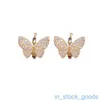 Seiko Edition Top Brand Vancefe Earrings The Fashion Style High Grade Micro Inlaid Butterfly Ear Button Simple Designer Brand Logo Grave Earring