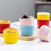 9 cm keramische creatieve vaste kleur bakkom dubbele huid melk dessert kom pudding cup gestoomde kom bakkap cake dessert mal