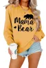 Sweatshirts New Winter Mamabear Bear Imprimé rétro rond Round Fashion Casual Longsleeved Women's Pull