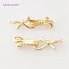 18K Gold Plated Brass Metal Heart Shape OT Clasps, Bowknot Connector Clasps Hooks Fastener för handgjorda DIY -smycken Fynd