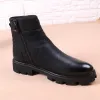 Stövlar italienska varumärkesdesigner Mens Leisure Cowboy Boots Natural Leather Platform Shoes Black Autumn Winter Ankle Boot Short Botas Man