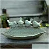 Andra fågelförsörjningar Bad utomhus trädgårdsdekor fågelbad matare antik vintage gård skål keramik släpp leverans hem husdjur dhp8o