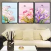 3st Flower Series Abstrakt Diamond Målning Modern Floral Full Square Round 5D DIY Diamond Embroidery Triptych Home Decor